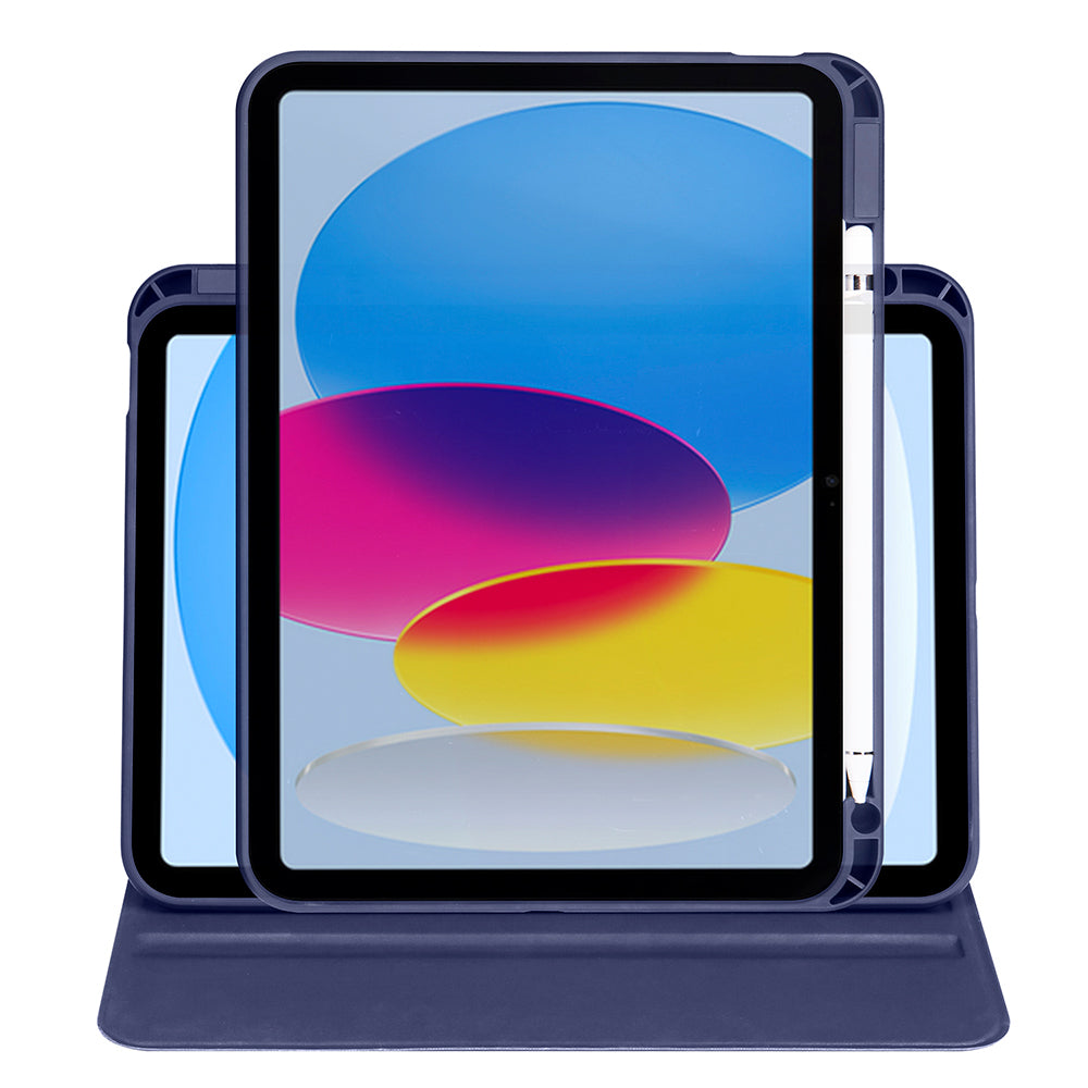 Apple iPad 10.9 2022 (10.Nesil) Kılıf Zore Termik Kalem Bölmeli Dönebilen Standlı Kılıf Lacivert