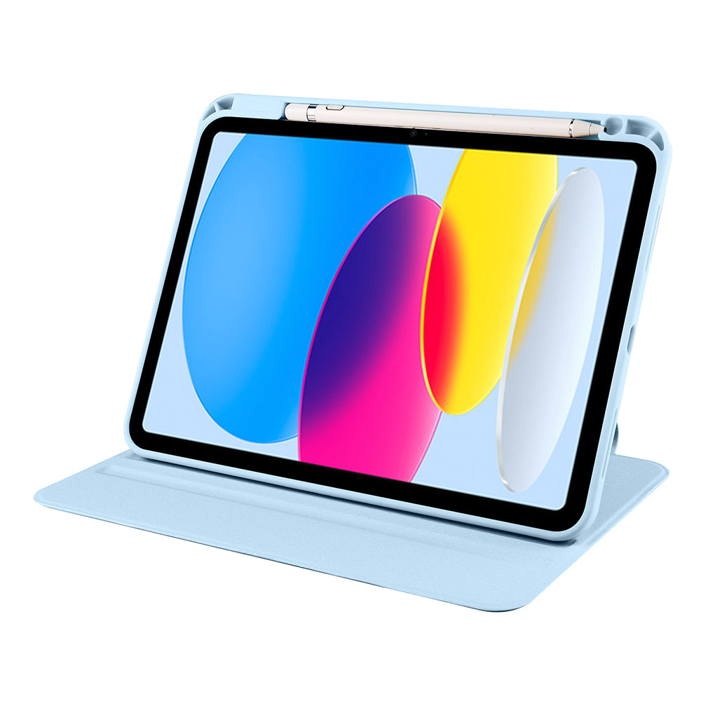 Apple iPad 10.9 2022 (10.Nesil) Kılıf Zore Termik Kalem Bölmeli Dönebilen Standlı Kılıf Mavi