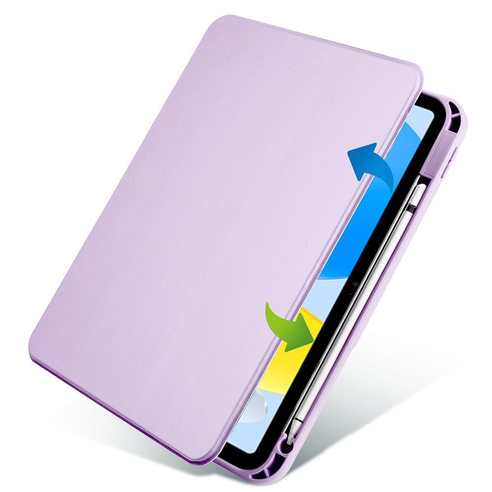 Apple iPad 10.9 2022 (10.Nesil) Kılıf Zore Termik Kalem Bölmeli Dönebilen Standlı Kılıf Lila