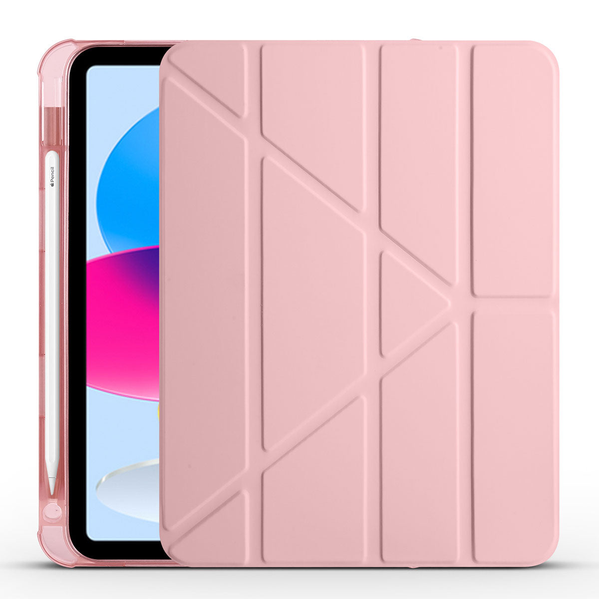 Apple iPad 10.9 2022 (10.Nesil) Kılıf Zore Tri Folding Kalem Bölmeli Standlı Kılıf Rose Gold