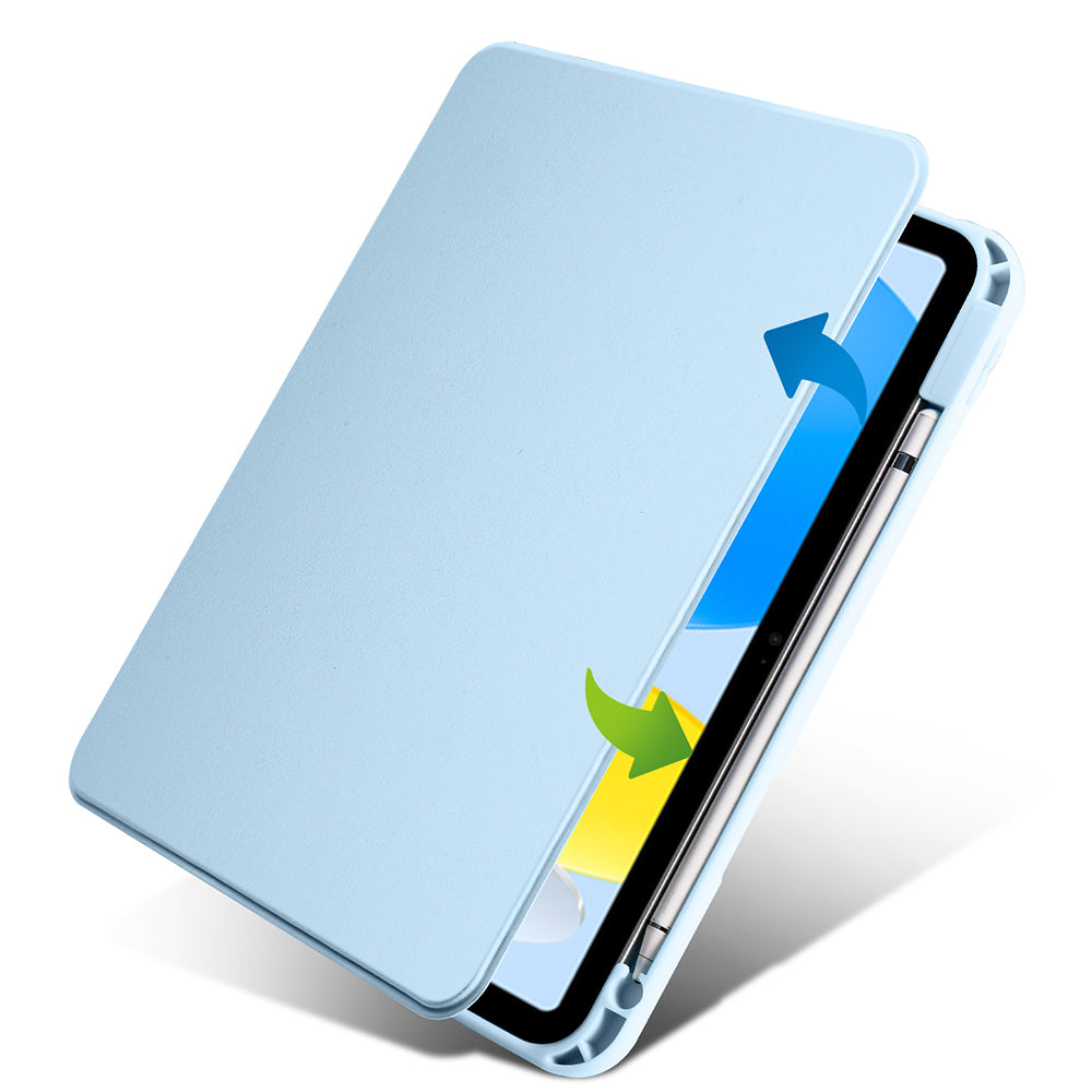 Apple iPad 11.Nesil 2025 Kılıf Zore Termik Kalem Bölmeli Dönebilen Standlı Kılıf Mavi