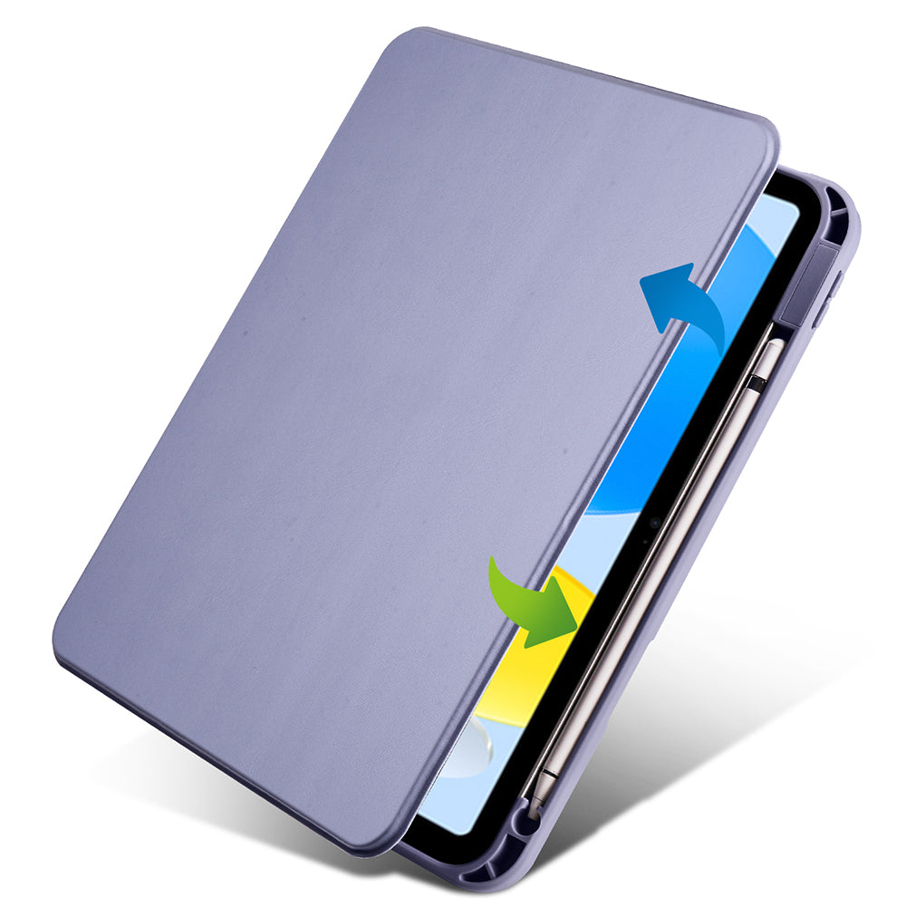 Apple iPad 11.Nesil 2025 Kılıf Zore Termik Kalem Bölmeli Dönebilen Standlı Kılıf Lavendery Gray