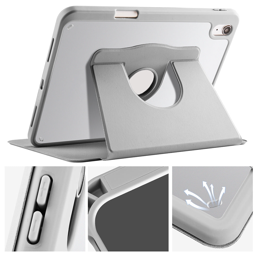 Apple iPad 11.Nesil 2025 Kılıf Zore Termik Kalem Bölmeli Dönebilen Standlı Kılıf Lavendery Gray
