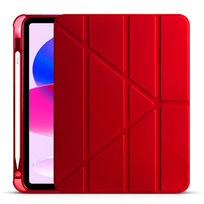 Apple iPad 11.Nesil 2025 Kılıf Zore Tri Folding Kalem Bölmeli Standlı Kılıf Kırmızı