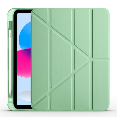 Apple iPad 11.Nesil 2025 Kılıf Zore Tri Folding Kalem Bölmeli Standlı Kılıf Açık Yeşil