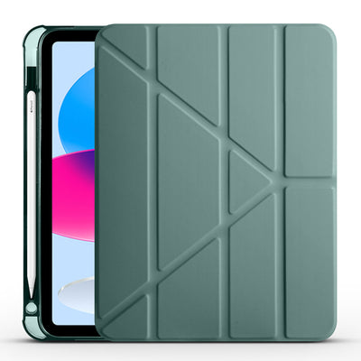 Apple iPad 11.Nesil 2025 Kılıf Zore Tri Folding Kalem Bölmeli Standlı Kılıf Koyu Yeşil