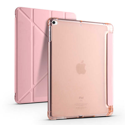 Apple iPad 9.7 2017 (5.Nesil) Kılıf Zore Tri Folding Kalem Bölmeli Standlı Kılıf Rose Gold