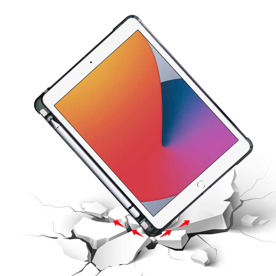 Apple iPad 9.7 2018 (6.Nesil) Kılıf Zore Tri Folding Kalem Bölmeli Standlı Kılıf Açık Yeşil