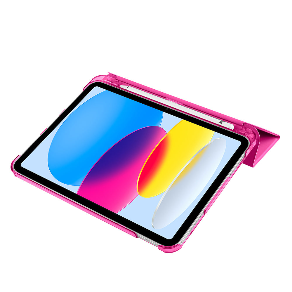 Apple iPad Air 10.9 2022 (10.Nesil) Zore Smart Cover Kalem Bölmeli Standlı 1-1 Kılıf Koyu Pembe