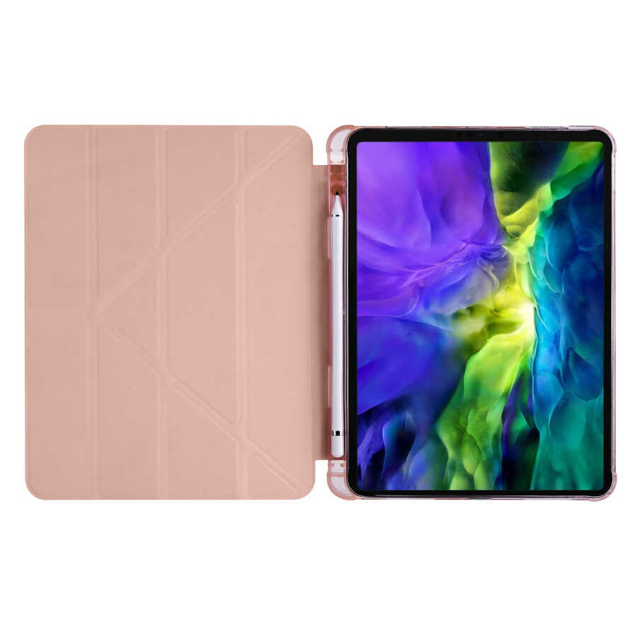 Apple iPad Air 10.9 2022 (5.Nesil) Kılıf Zore Tri Folding Kalem Bölmeli Standlı Kılıf Açık Yeşil