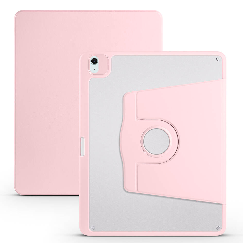 Apple iPad Air 13 2025 M3 Kılıf Zore Termik Kalem Bölmeli Dönebilen Standlı Kılıf Pembe