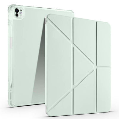Apple iPad Air 13 2025 M3 Kılıf Zore Tri Folding Kalem Bölmeli Standlı Kılıf Açık Yeşil