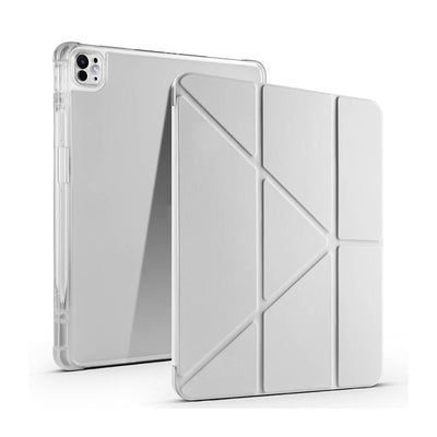 Apple iPad Air 13 2025 M3 Kılıf Zore Tri Folding Kalem Bölmeli Standlı Kılıf Gri