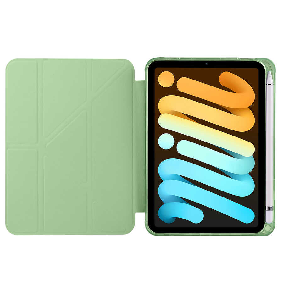 Apple iPad Mini 2021 (6.Nesil) Kılıf Zore Tri Folding Kalem Bölmeli Standlı Kılıf Lila