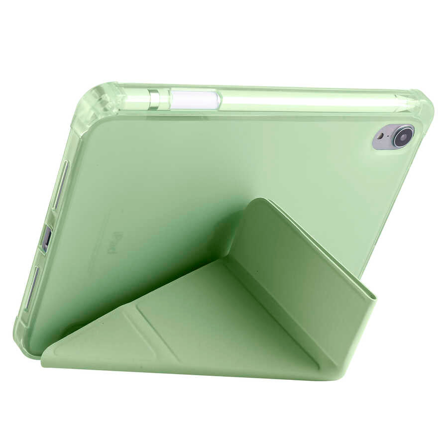 Apple iPad Mini 2021 (6.Nesil) Kılıf Zore Tri Folding Kalem Bölmeli Standlı Kılıf Mor