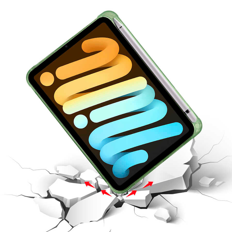 Apple iPad Mini 2021 (6.Nesil) Kılıf Zore Tri Folding Kalem Bölmeli Standlı Kılıf Açık Yeşil