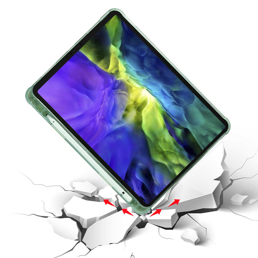 Apple iPad Pro 11 2020 (2.Nesil) Kılıf Zore Tri Folding Kalem Bölmeli Standlı Kılıf Koyu Yeşil