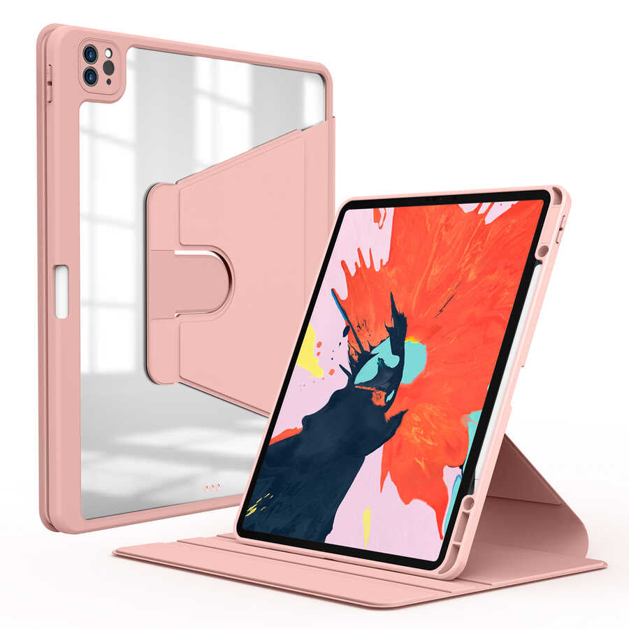 Apple iPad Pro 11 2022 M2 Kılıf Zore Nayn Dönebilen Standlı Kılıf Pembe