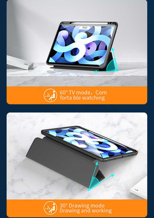 Apple iPad Pro 11 2022 M2 Kılıf Zore Nort Arkası Şeffaf Standlı Kılıf Lacivert