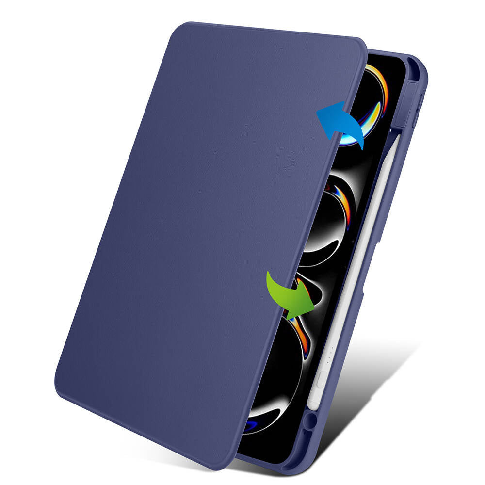 Apple iPad Pro 11 2024 Kılıf Zore Termik Kalem Bölmeli Dönebilen Standlı Kılıf Koyu Yeşil
