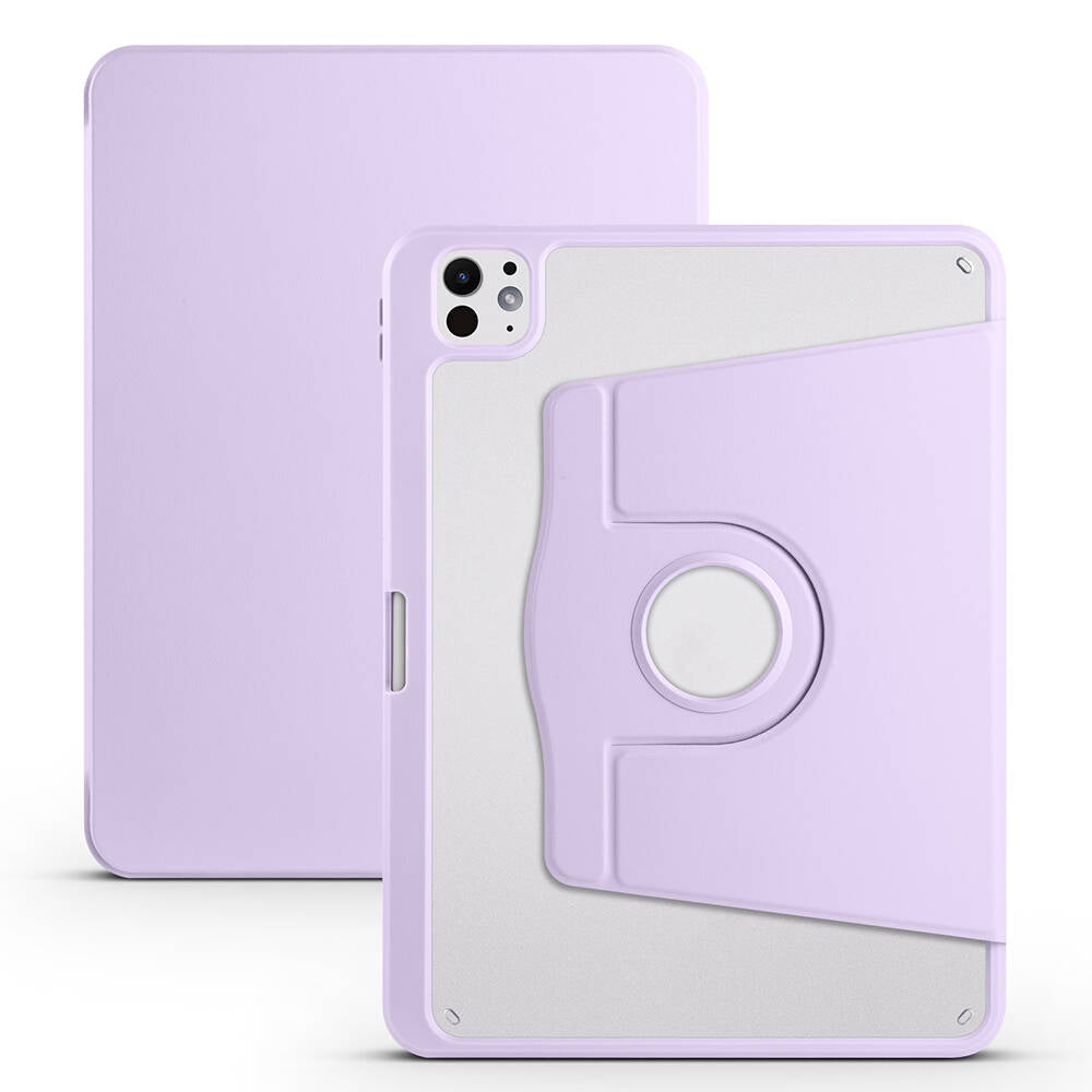 Apple iPad Pro 11 2025 M5 Kılıf Zore Termik Kalem Bölmeli Dönebilen Standlı Kılıf Lila