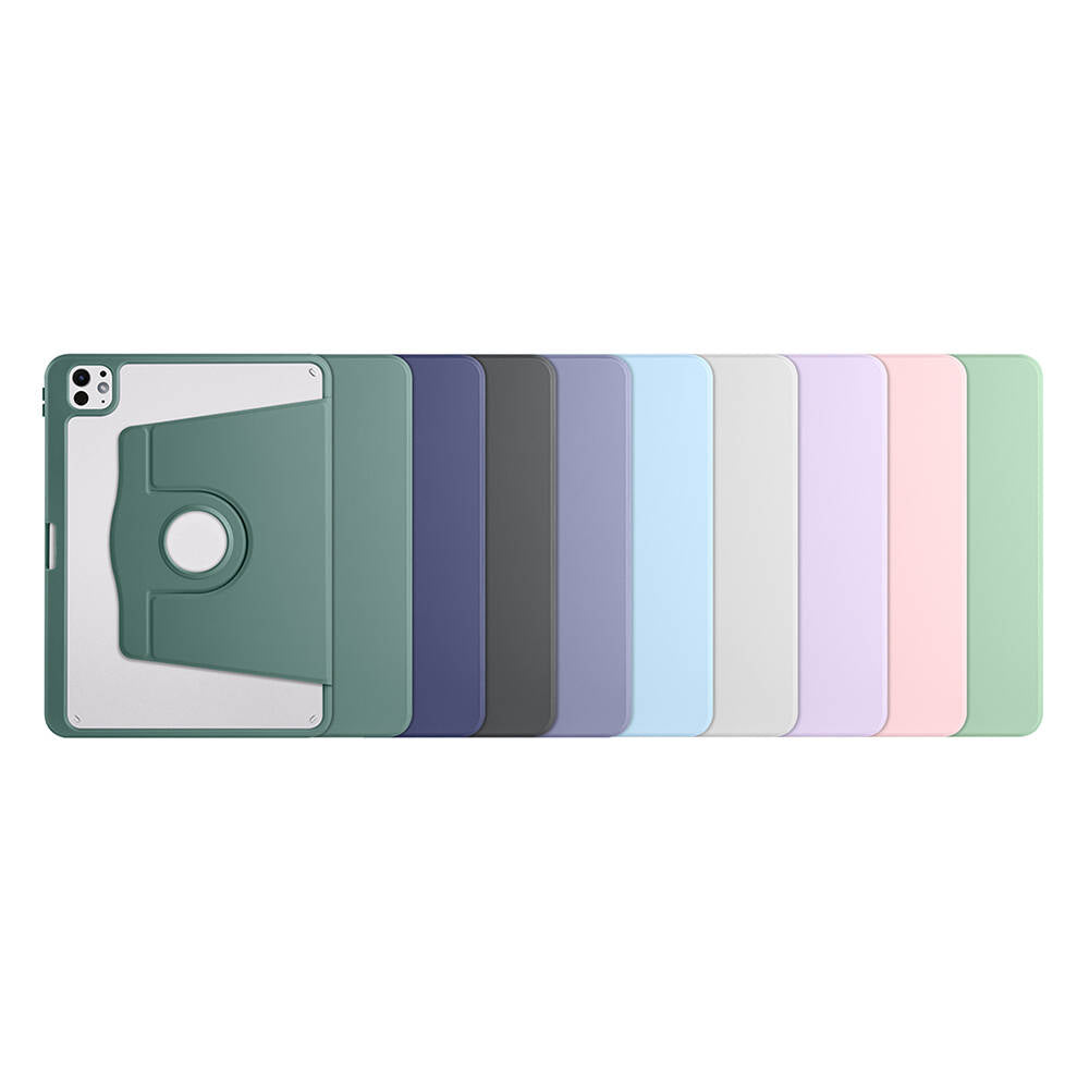 Apple iPad Pro 11 2025 M5 Kılıf Zore Termik Kalem Bölmeli Dönebilen Standlı Kılıf Gri
