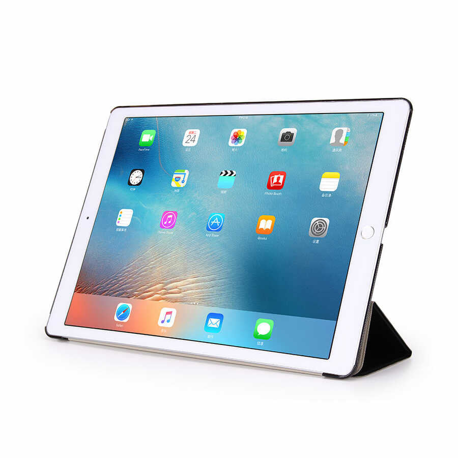 Apple iPad Pro 12.9 2015 Zore Smart Cover Standlı 1-1 Kılıf Siyah