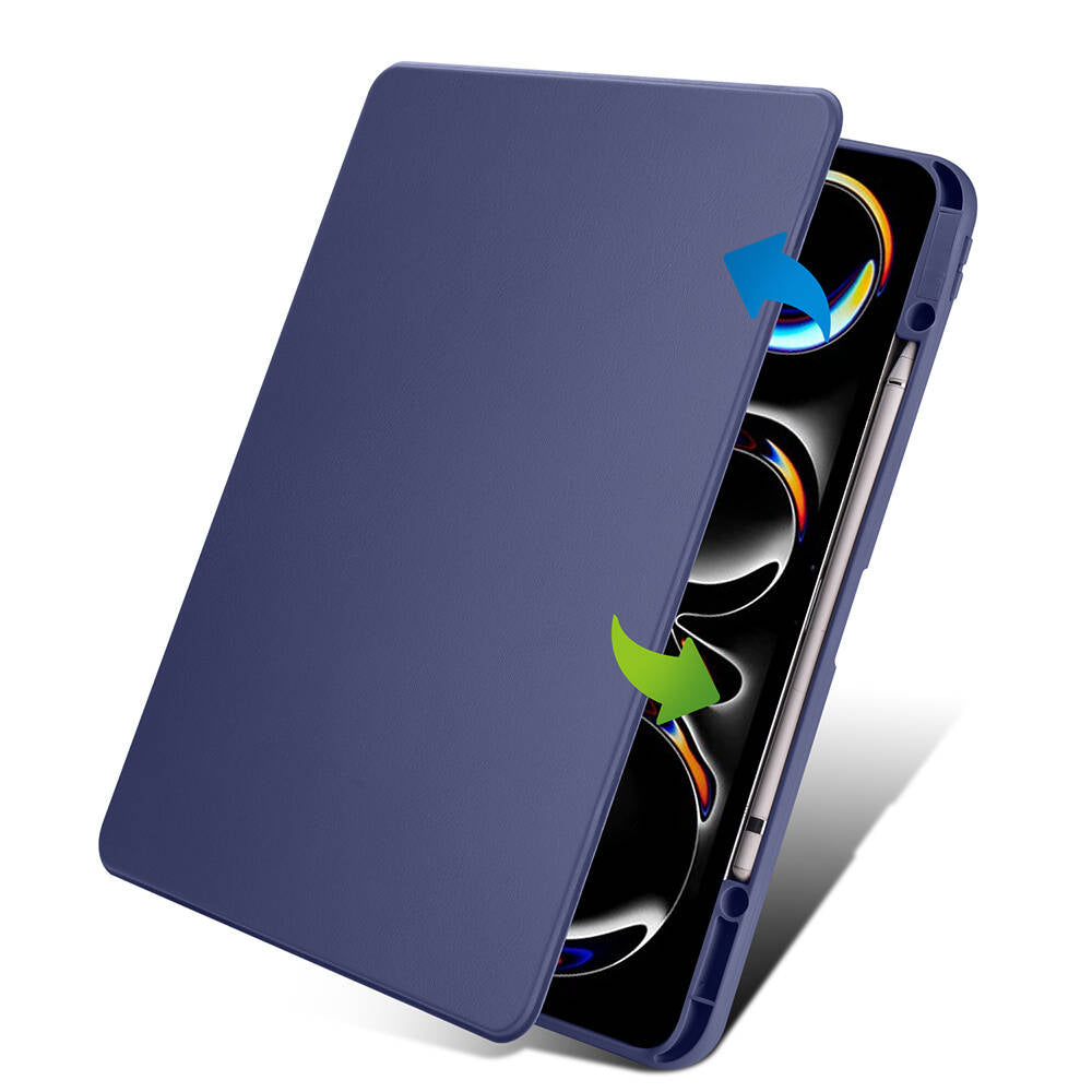 Apple iPad Pro 13 2024 Kılıf Zore Termik Kalem Bölmeli Dönebilen Standlı Kılıf Lila