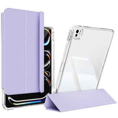 Apple iPad Pro 13 2025 M5 Kılıf Magnetik Ayrılabilen Airbagli Zore Sliding Tablet Kılıfı Lavender