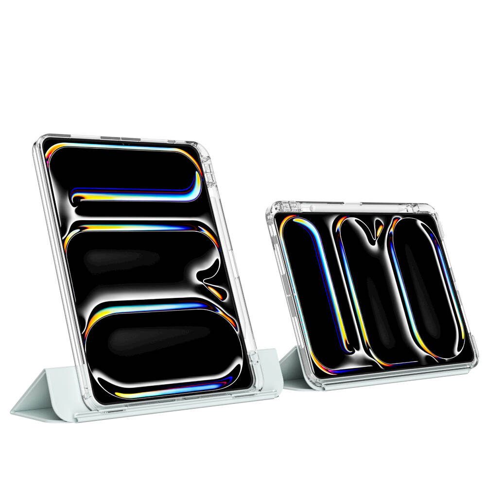 Apple iPad Pro 13 2025 M5 Kılıf Magnetik Ayrılabilen Airbagli Zore Sliding Tablet Kılıfı Açık Yeşil