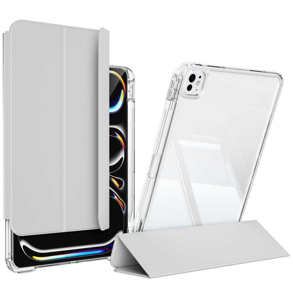 Apple iPad Pro 13 2025 M5 Kılıf Magnetik Ayrılabilen Airbagli Zore Sliding Tablet Kılıfı Gri