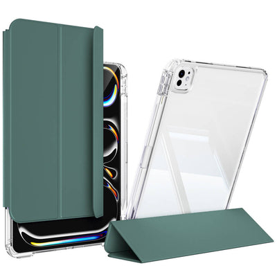 Apple iPad Pro 13 2025 M5 Kılıf Magnetik Ayrılabilen Airbagli Zore Sliding Tablet Kılıfı Koyu Yeşil