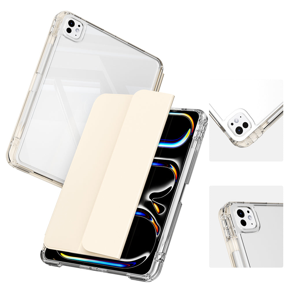Apple iPad Pro 13 2025 M5 Kılıf Magnetik Ayrılabilen Airbagli Zore Sliding Tablet Kılıfı Gold