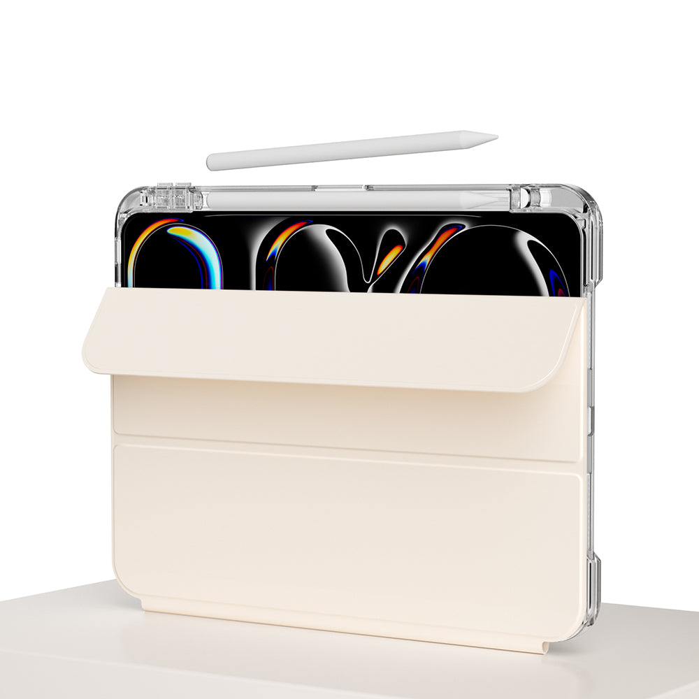 Apple iPad Pro 13 2025 M5 Kılıf Magnetik Ayrılabilen Airbagli Zore Sliding Tablet Kılıfı Gold