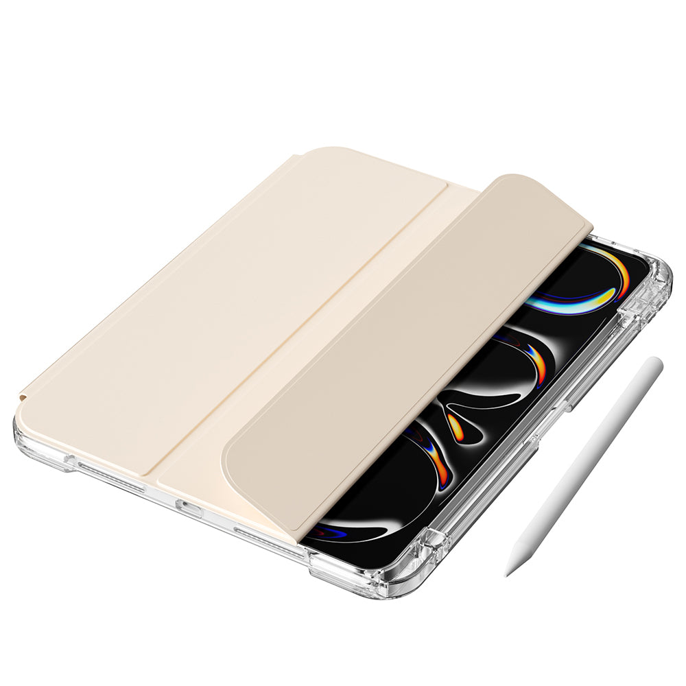 Apple iPad Pro 13 2025 M5 Kılıf Magnetik Ayrılabilen Airbagli Zore Sliding Tablet Kılıfı Gold