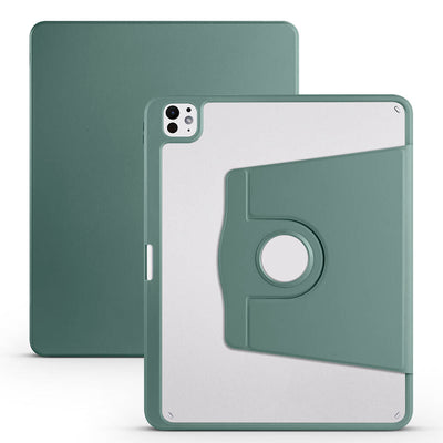 Apple iPad Pro 13 2025 M5 Kılıf Zore Termik Kalem Bölmeli Dönebilen Standlı Kılıf Koyu Yeşil