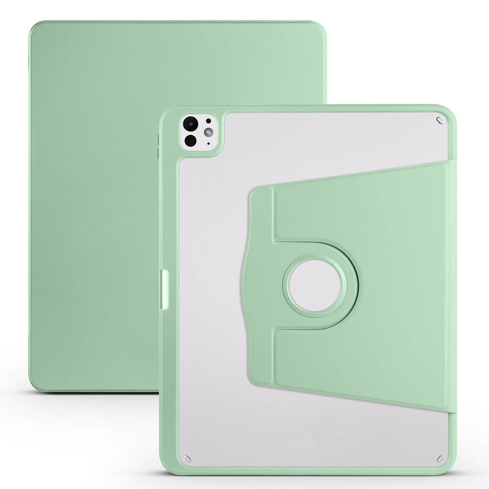 Apple iPad Pro 13 2025 M5 Kılıf Zore Termik Kalem Bölmeli Dönebilen Standlı Kılıf Açık Yeşil