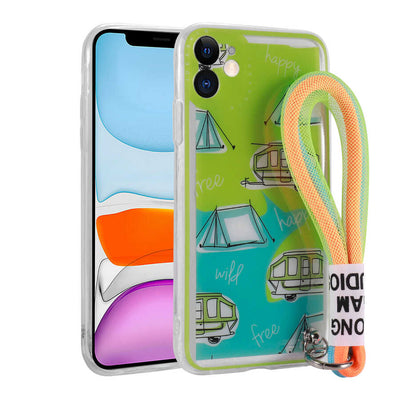 Apple iPhone 11 Kılıf Desenli El Askılı İpli Zore Astana Silikon Kapak Be Kind