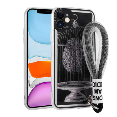 Apple iPhone 11 Kılıf Desenli El Askılı İpli Zore Astana Silikon Kapak Kafes