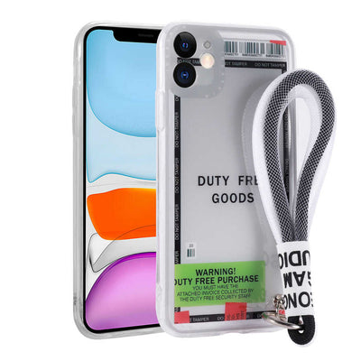 Apple iPhone 11 Kılıf Desenli El Askılı İpli Zore Astana Silikon Kapak Duty Free