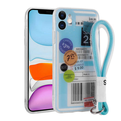 Apple iPhone 11 Kılıf Desenli El Askılı İpli Zore Astana Silikon Kapak Etiket