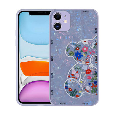 Apple iPhone 11 Kılıf Desenli Sert Silikon Zore Mumila Kapak Lilac Bear