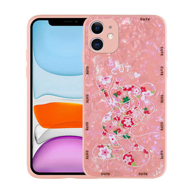 Apple iPhone 11 Kılıf Desenli Sert Silikon Zore Mumila Kapak Pink Mouse