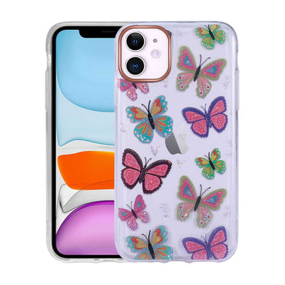 Apple iPhone 11 Kılıf Desenli Simli Sert Zore İnka Kapak NO5