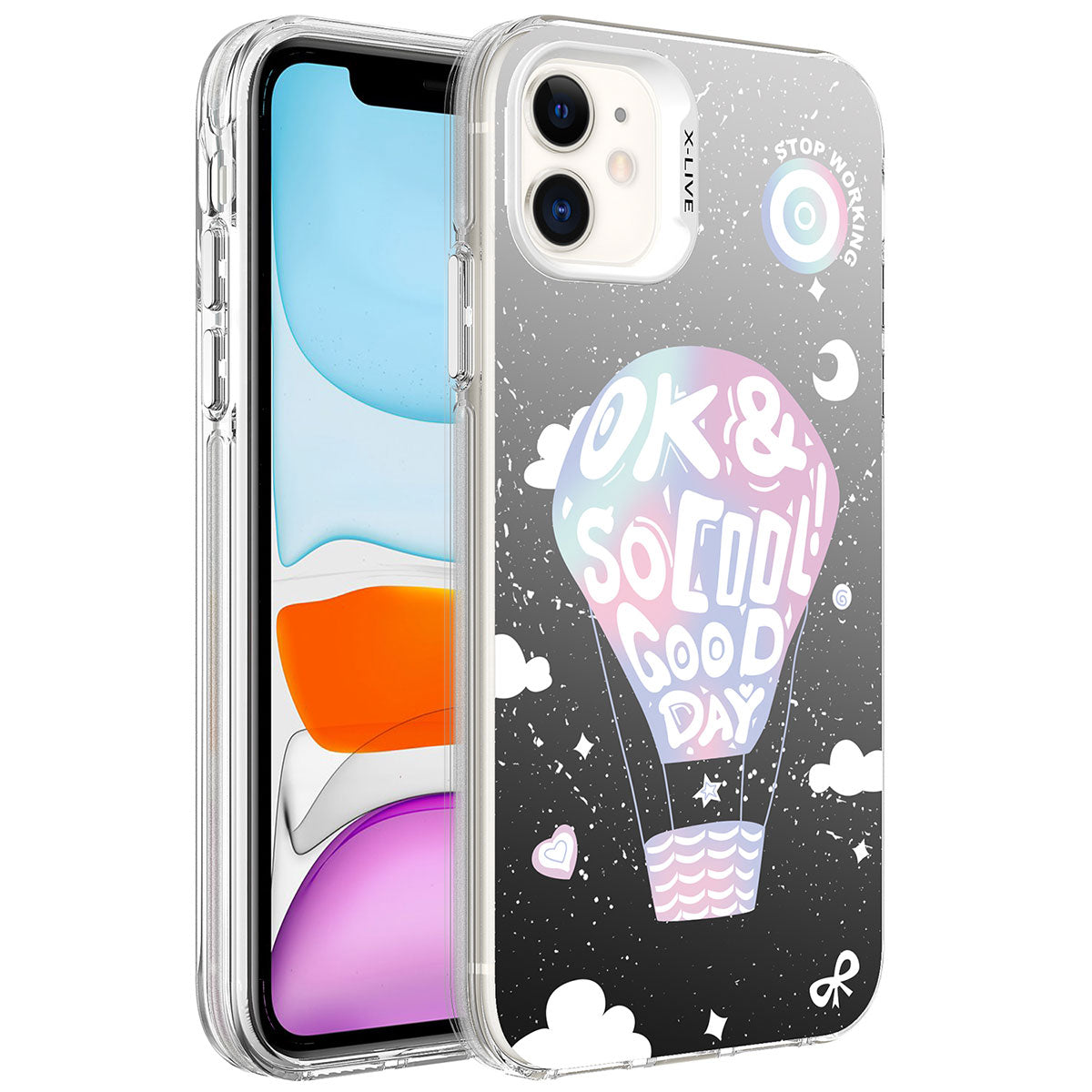 Apple iPhone 11 Kılıf Desenli Zore Silver Sert Kapak Balon