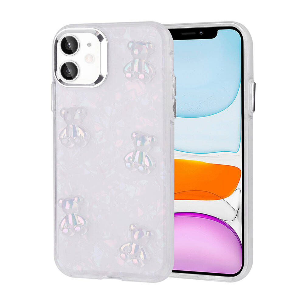 Apple iPhone 11 Kılıf Kabartma Figürlü Parlak Zore Eralli Silikon Kapak Ayı