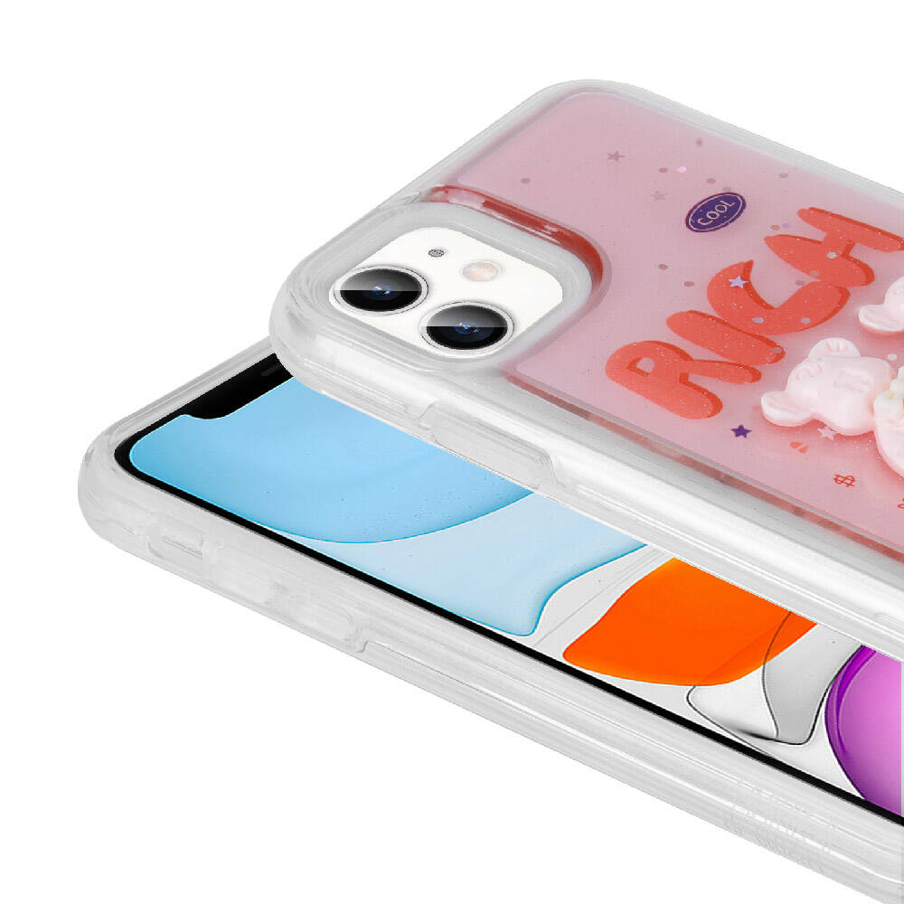 Apple iPhone 11 Kılıf Kabartma Figürlü Parlak Zore Minimini Silikon Kapak Kırmızı