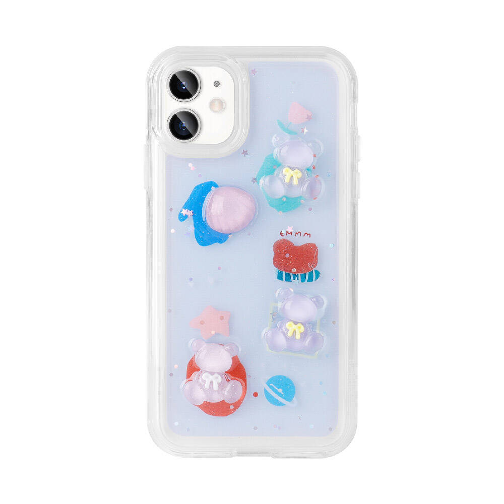 Apple iPhone 11 Kılıf Kabartma Figürlü Parlak Zore Minimini Silikon Kapak Kırmızı