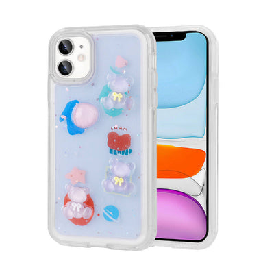 Apple iPhone 11 Kılıf Kabartma Figürlü Parlak Zore Minimini Silikon Kapak Mor