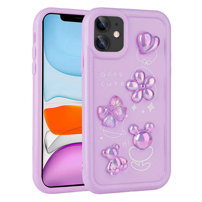 Apple iPhone 11 Kılıf Kabartma Figürlü Parlak Zore Toys Silikon Kapak Açık Yeşil